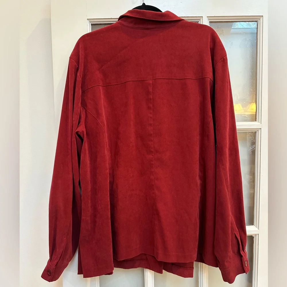 Vintage Coldwater Creek Red Faux Suede Lightweight Jacket Blouse Plus Size 3X